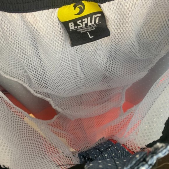 B. Split Red & Blue Colorblock Swim Trunks - Picture 6 of 6